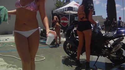 Bikini Girls Washing Bikes