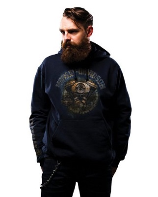 Harley-Davidson Men's Pullover Blue Long Sleeve Hoodie