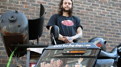 This Biker Chef Is Making Hot Dogs on the Back of a Harley Davidson
