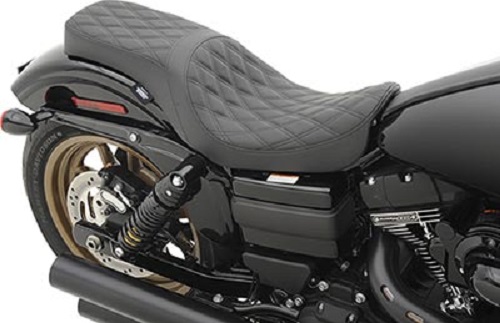 2-Up Double Diamond Stitched Predator Seat For Harley Dyna