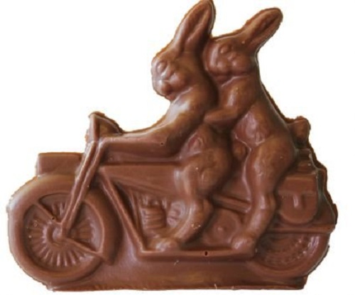 Motorcycle Riding Chocolate Double Easter Bunny